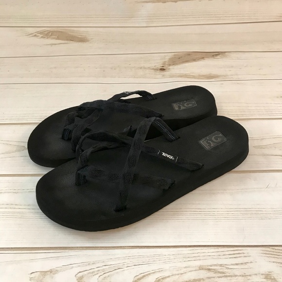 Teva Shoes - TEVA Mush Black Strappy Slide Sandals